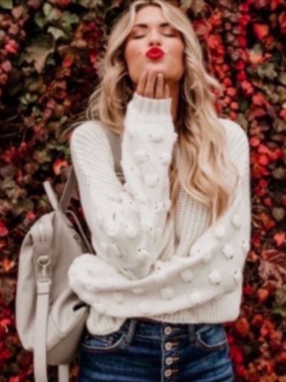 Vici Cream Pom Pom Sweater